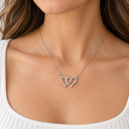 Duet Sterling Silver Heart Necklace