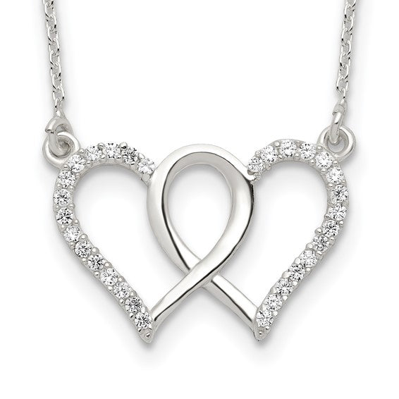 Duet Sterling Silver Heart Necklace
