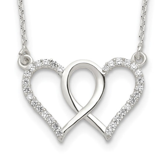 Duet Sterling Silver Heart Necklace