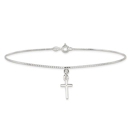 Halo Sterling Silver Cross Anklet