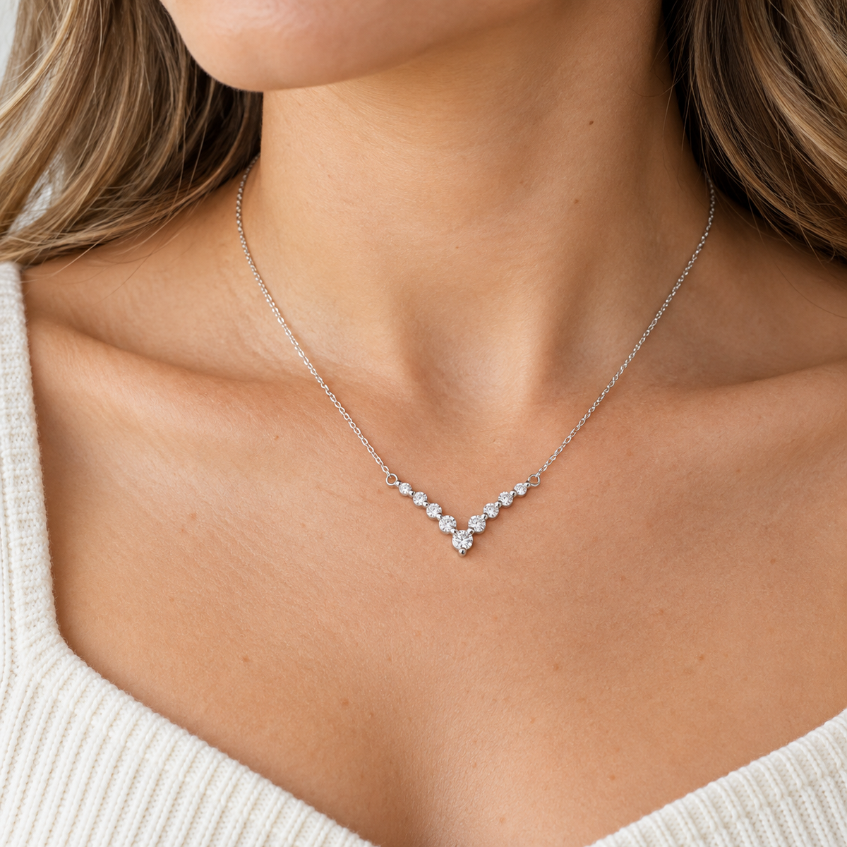 Starlight Sterling Silver Station Necklace